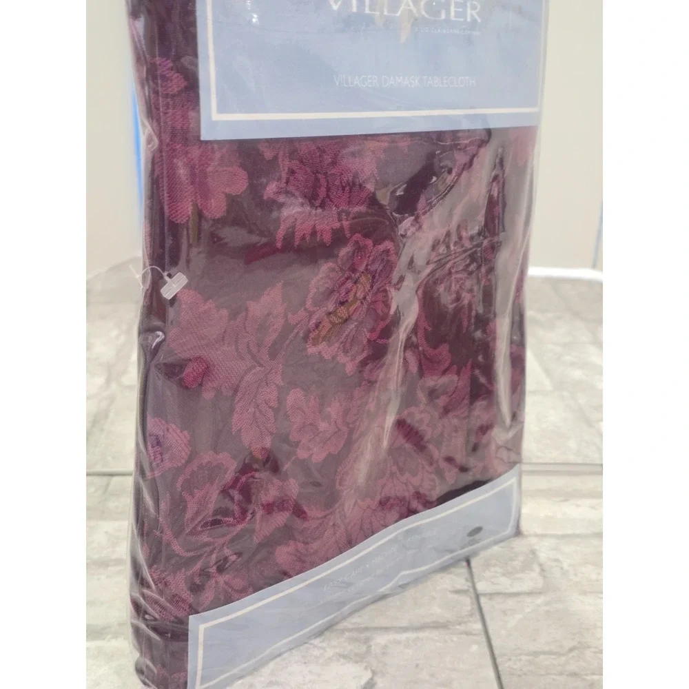 Vintage Liz Claiborne Burgundy Red Villager Damask Oval 60x104